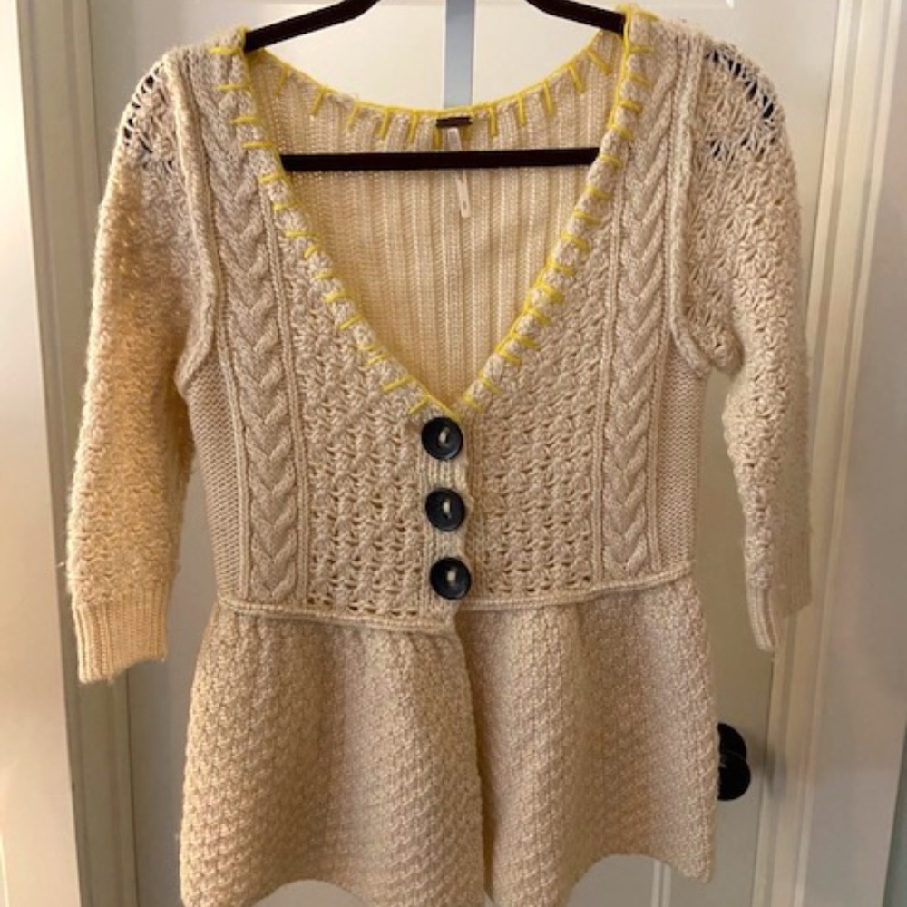 Free People Cream Cable Knit (S)